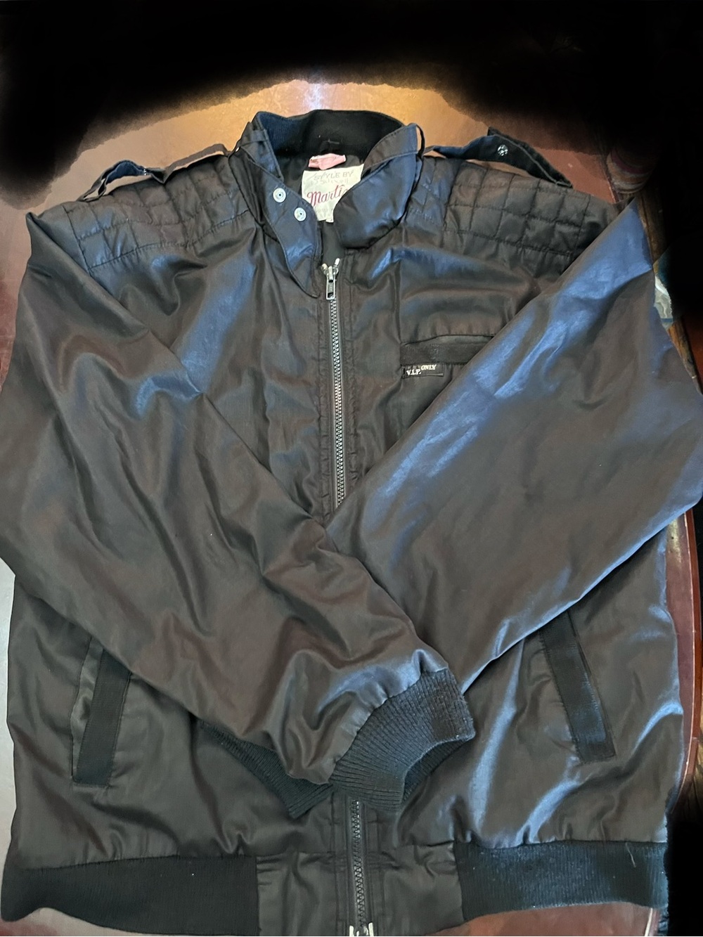 Alviero Martini Black Quilted-Shoulder Bomber Jacket